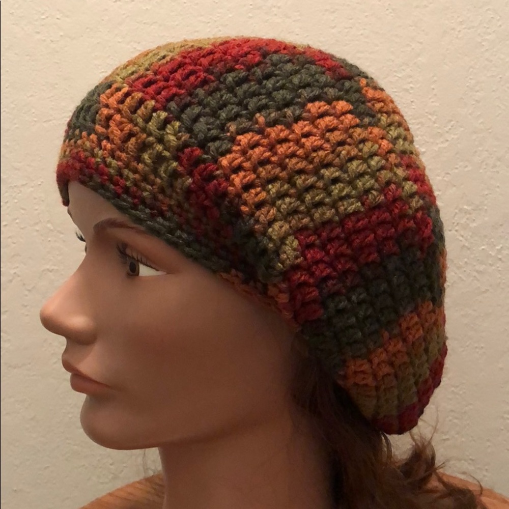 Slouchy hat winter hat boho Autumn harvest fall new hand crochet by me